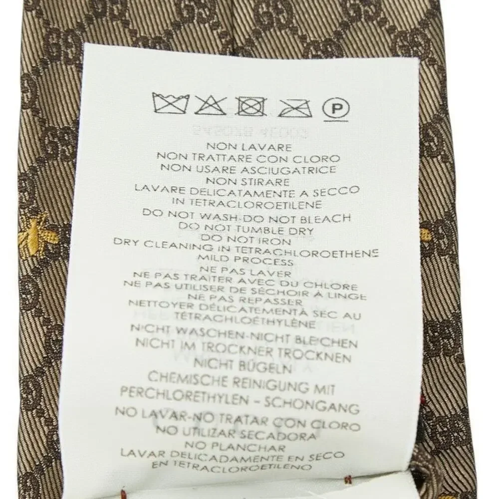 Gucci GG Bee Narrow Tie Brown Yellow